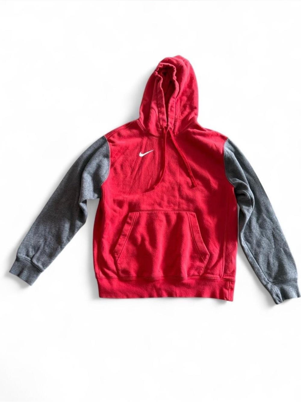 Nike Red Pullover Hoodie with Gray Sleeves